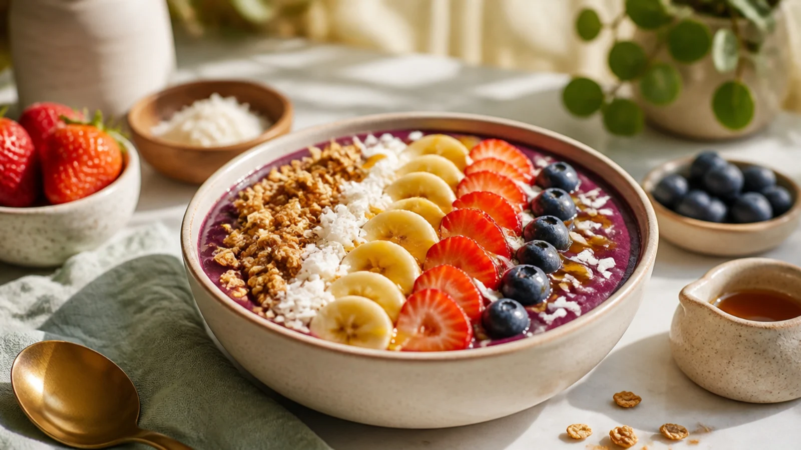 Aesthetic Acai Bowls Almost Too Pretty to Eat — acai bowl plated and ready to serve