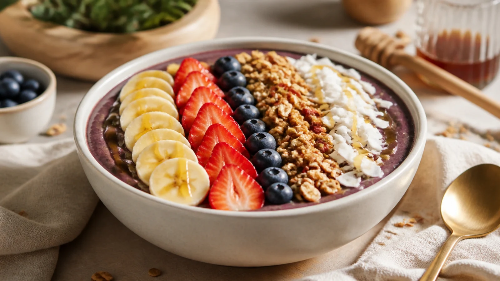 High Protein Acai Bowls to Fuel Your Day — acai bowl plated and ready to serve