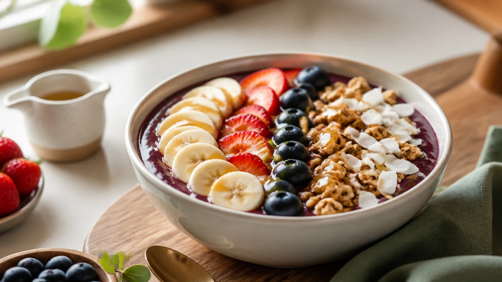 Creamy Vegan Acai Bowls You Will Love — acai bowl plated and ready to serve