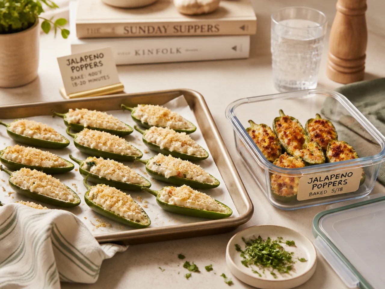 Make-ahead storage of jalapeno poppers in containers