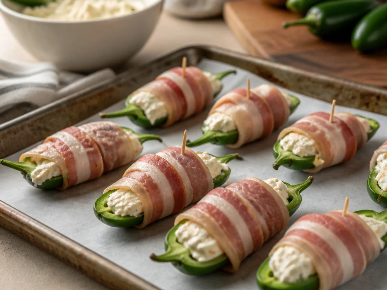 Step-by-step process shot for jalapeno poppers