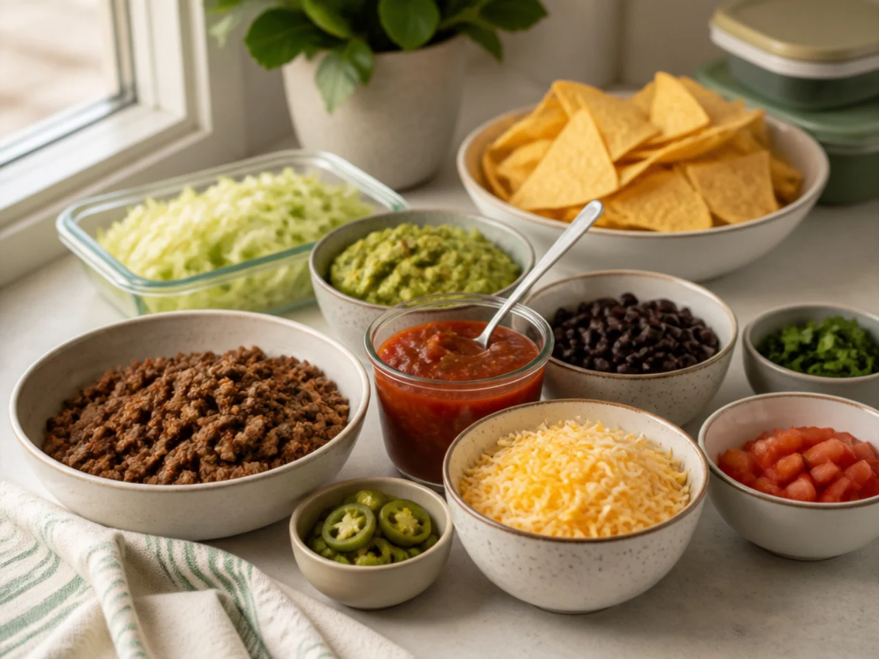 Make-ahead storage of nachos in containers