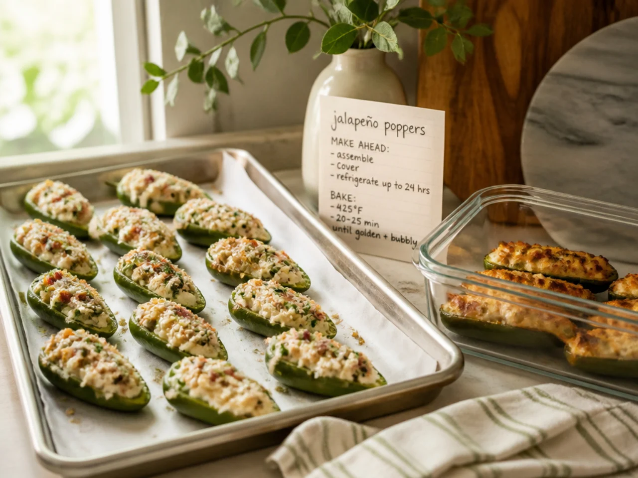 Make-ahead storage of jalapeno poppers in containers