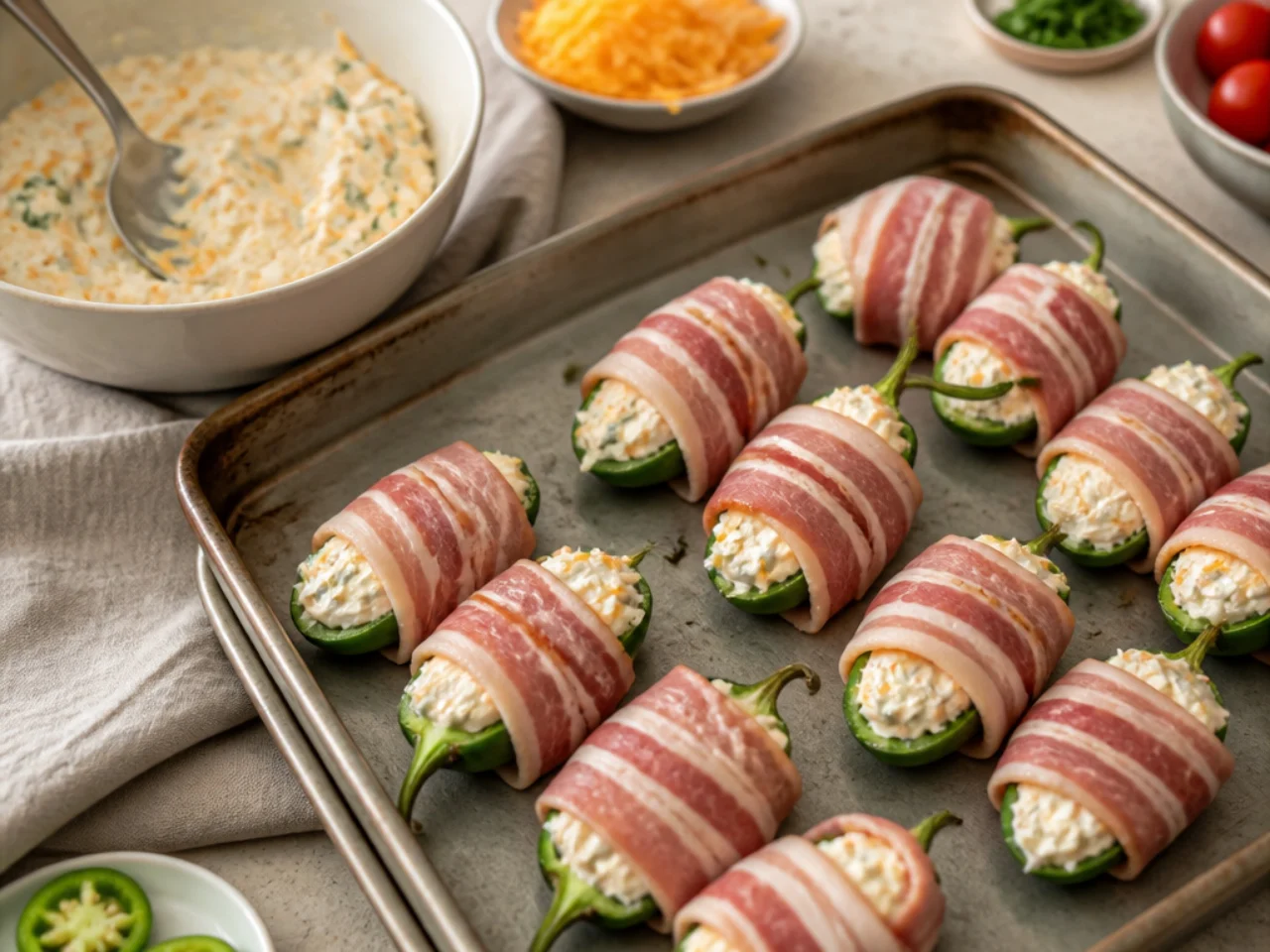 Step-by-step process shot for jalapeno poppers