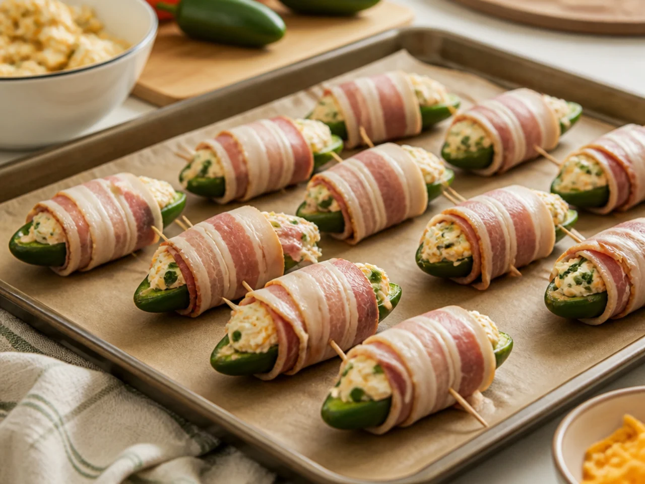 Step-by-step process shot for jalapeno poppers