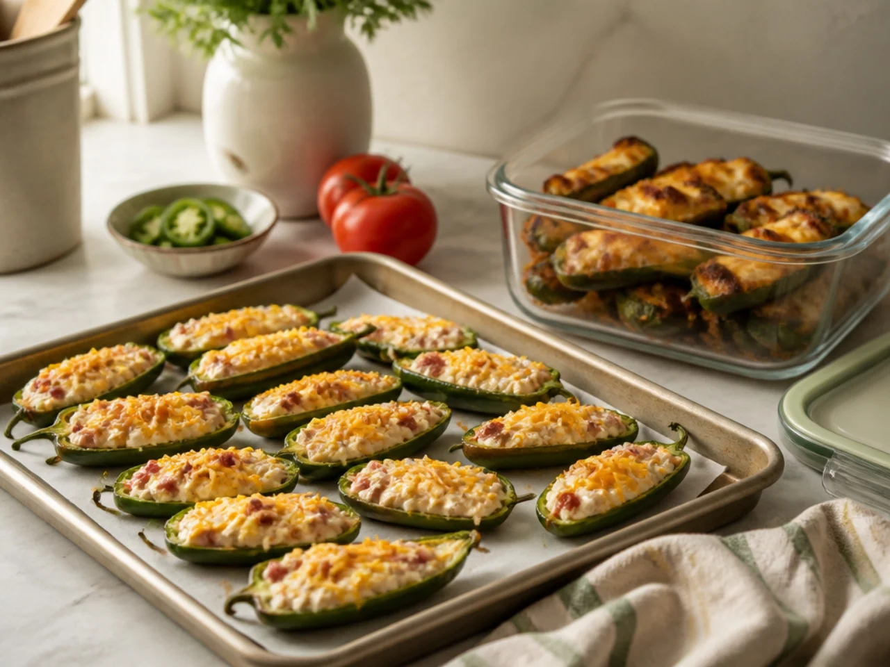 Make-ahead storage of jalapeno poppers in containers