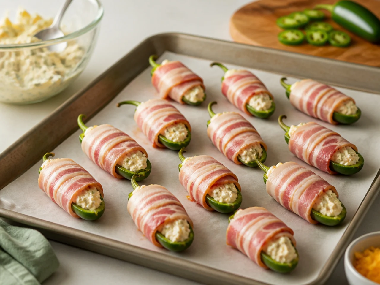 Step-by-step process shot for jalapeno poppers