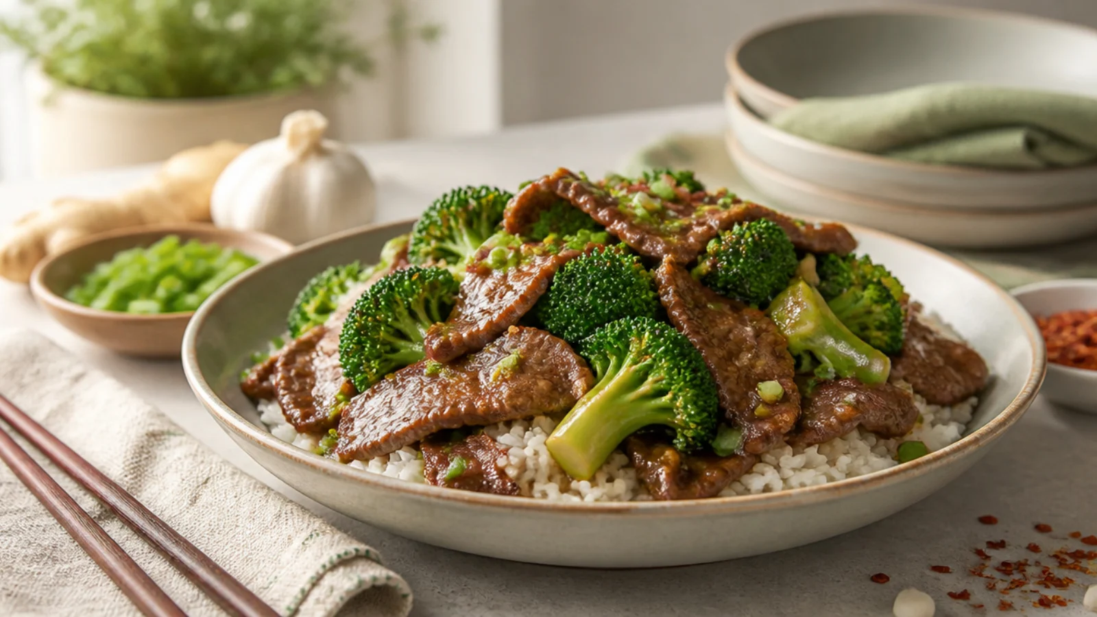 Beef and Broccoli Recipes Better Than Takeout — beef and broccoli plated and ready to serve
