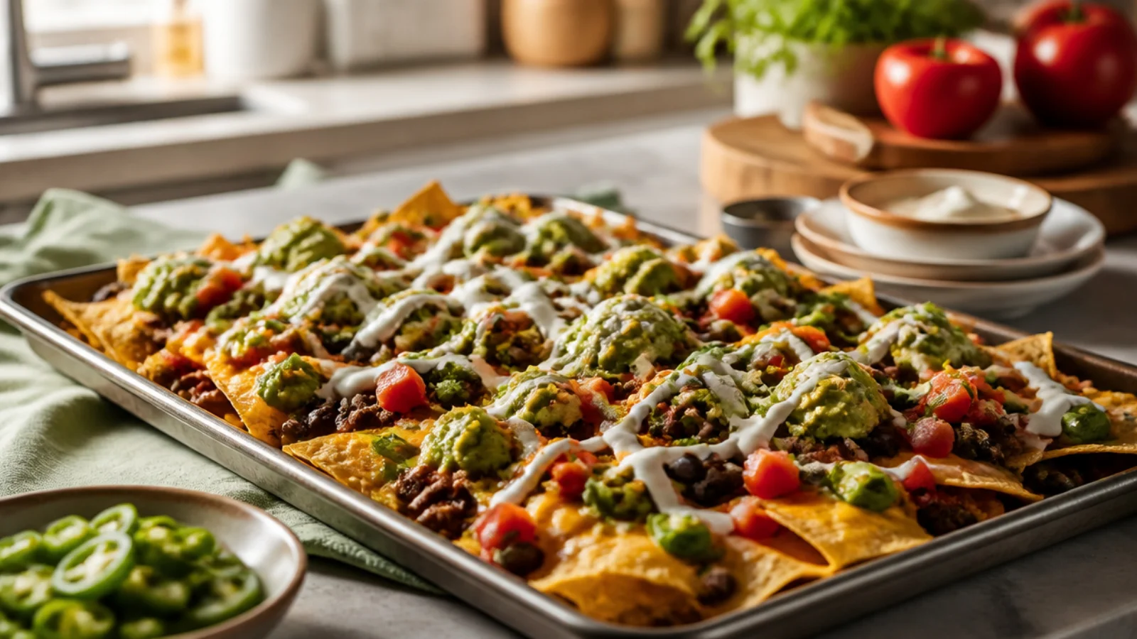 Cheesy Beef Nachos Recipes to Devour — nachos plated and ready to serve