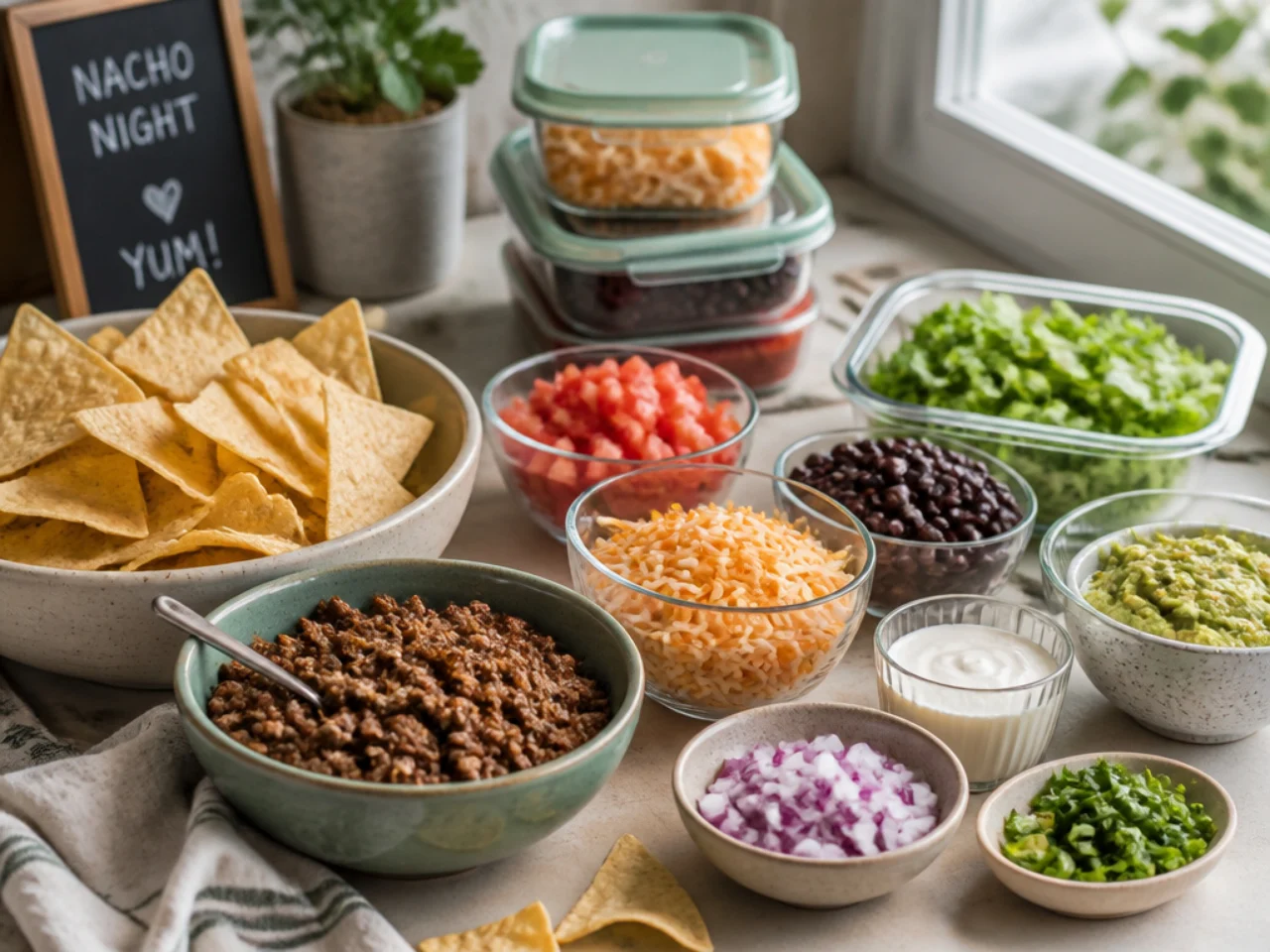 Make-ahead storage of nachos in containers