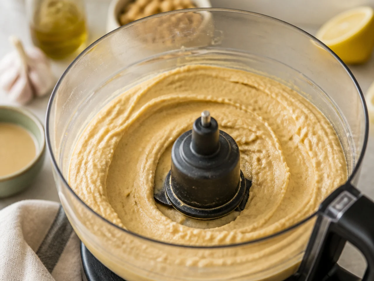 Step-by-step process shot for hummus
