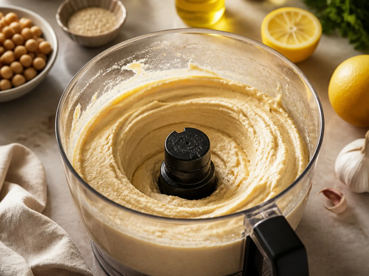 Step-by-step process shot for hummus