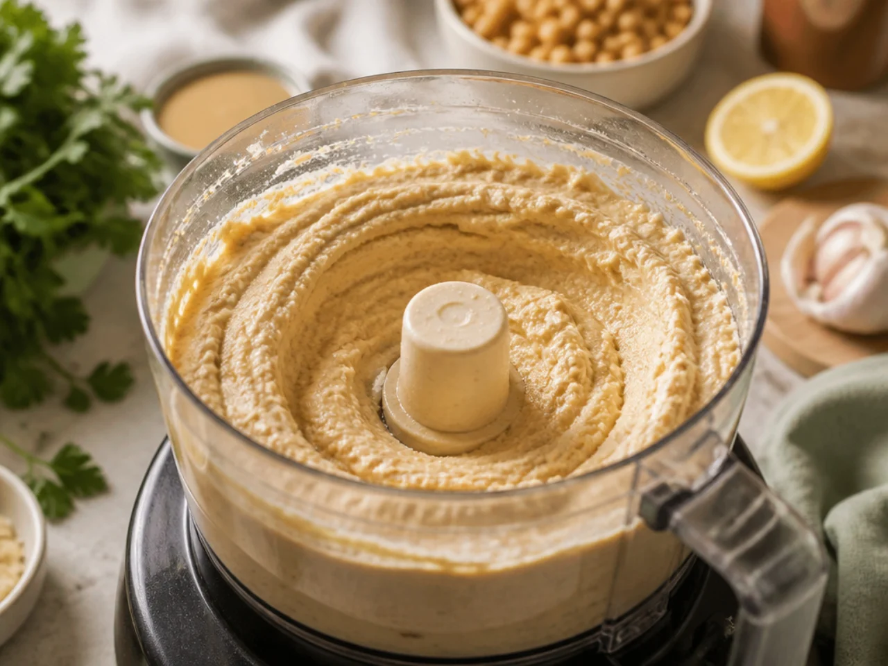 Step-by-step process shot for hummus