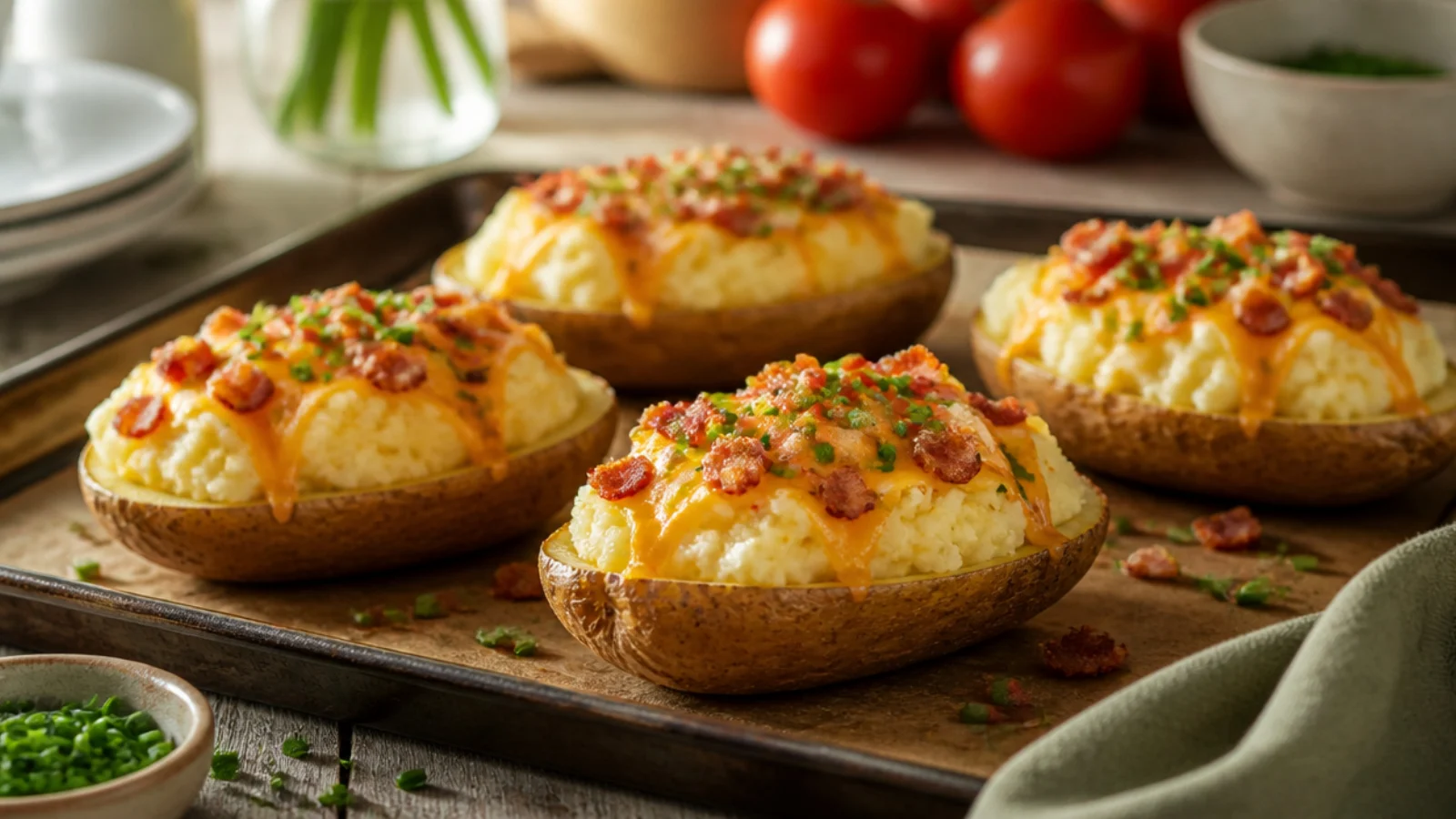 Best Twice Baked Potatoes Ranked by Taste — twice baked potatoes plated and ready to serve