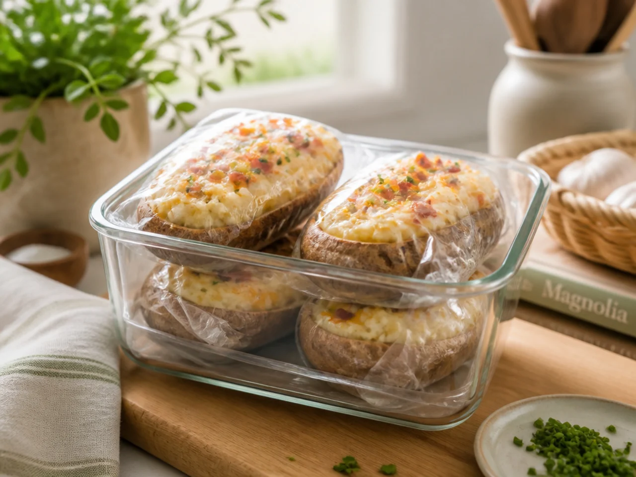 Make-ahead storage of twice baked potatoes in containers