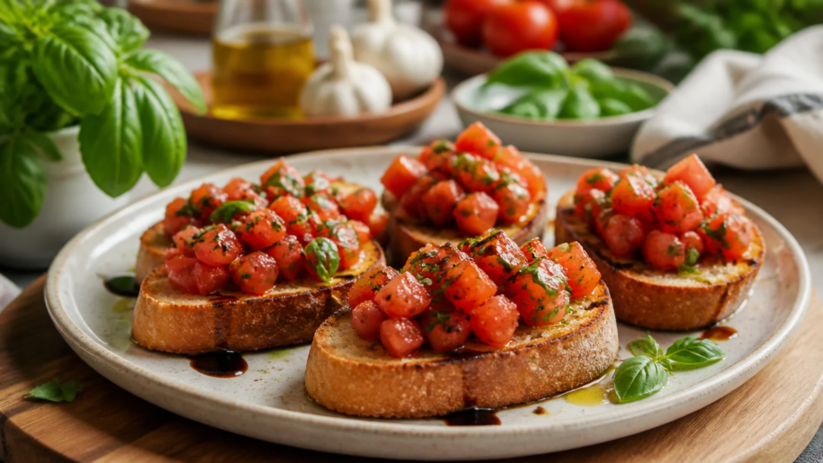 Easy Bruschetta Recipes for Every Summer — bruschetta plated and ready to serve