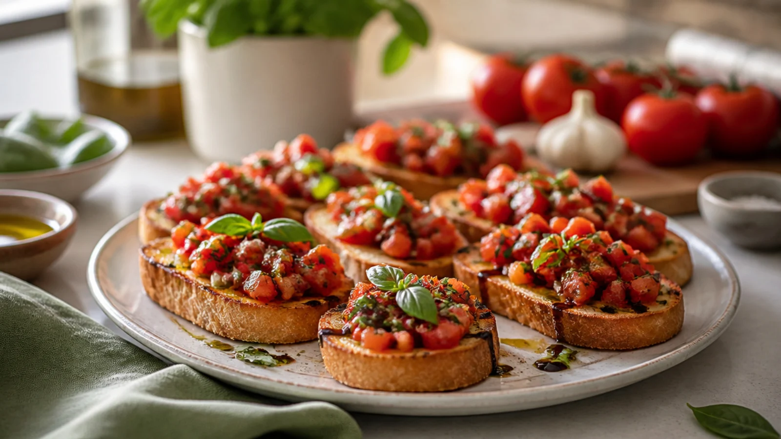 Easy Bruschetta Recipes for Any Party — bruschetta plated and ready to serve