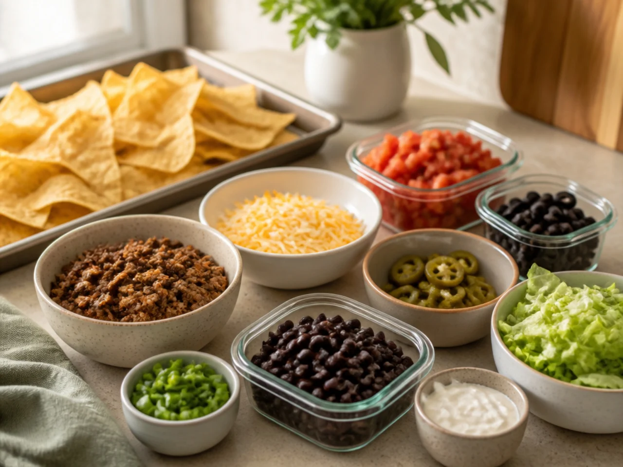 Make-ahead storage of nachos in containers