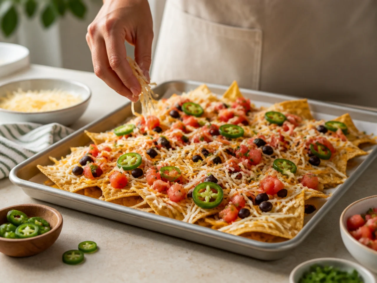 Step-by-step process shot for nachos