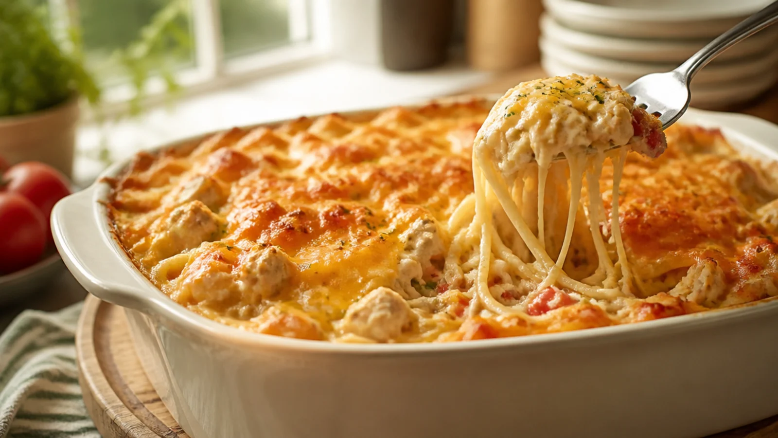 Rotel Chicken Spaghetti Tips Worth Bookmarking — chicken spaghetti plated and ready to serve
