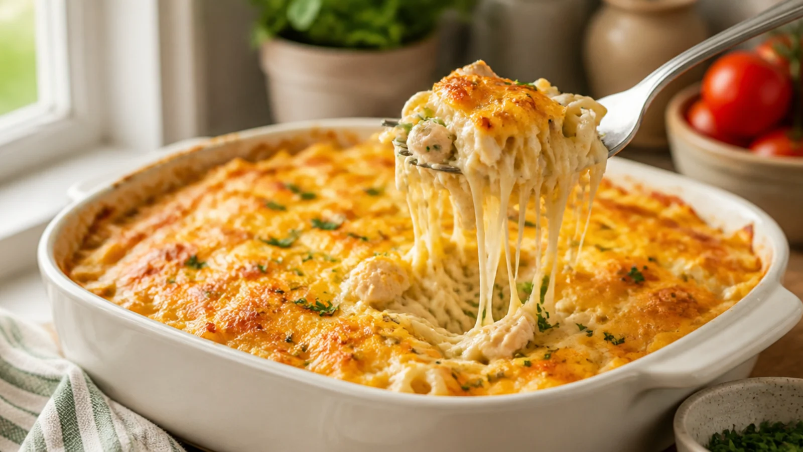 Velveeta Chicken Spaghetti Recipes to Try — chicken spaghetti plated and ready to serve