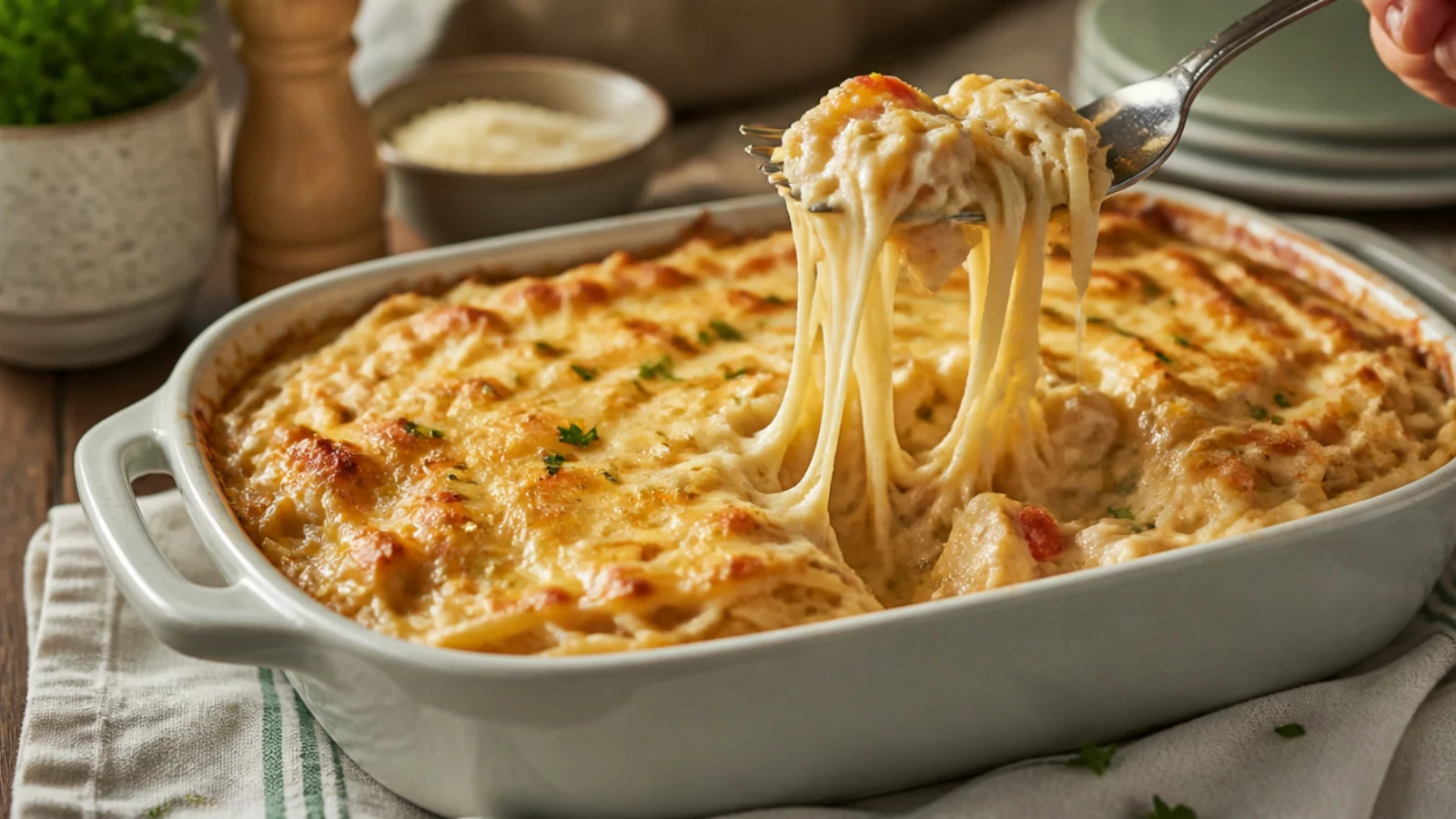 Chicken Spaghetti Recipes the Whole Family Loves — chicken spaghetti plated and ready to serve