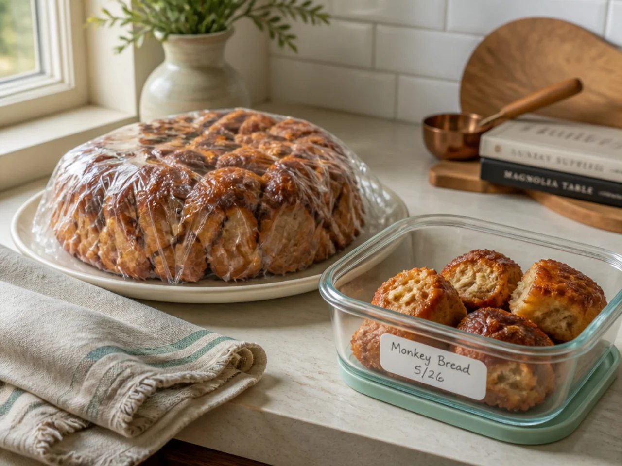 Make-ahead storage of monkey bread in containers