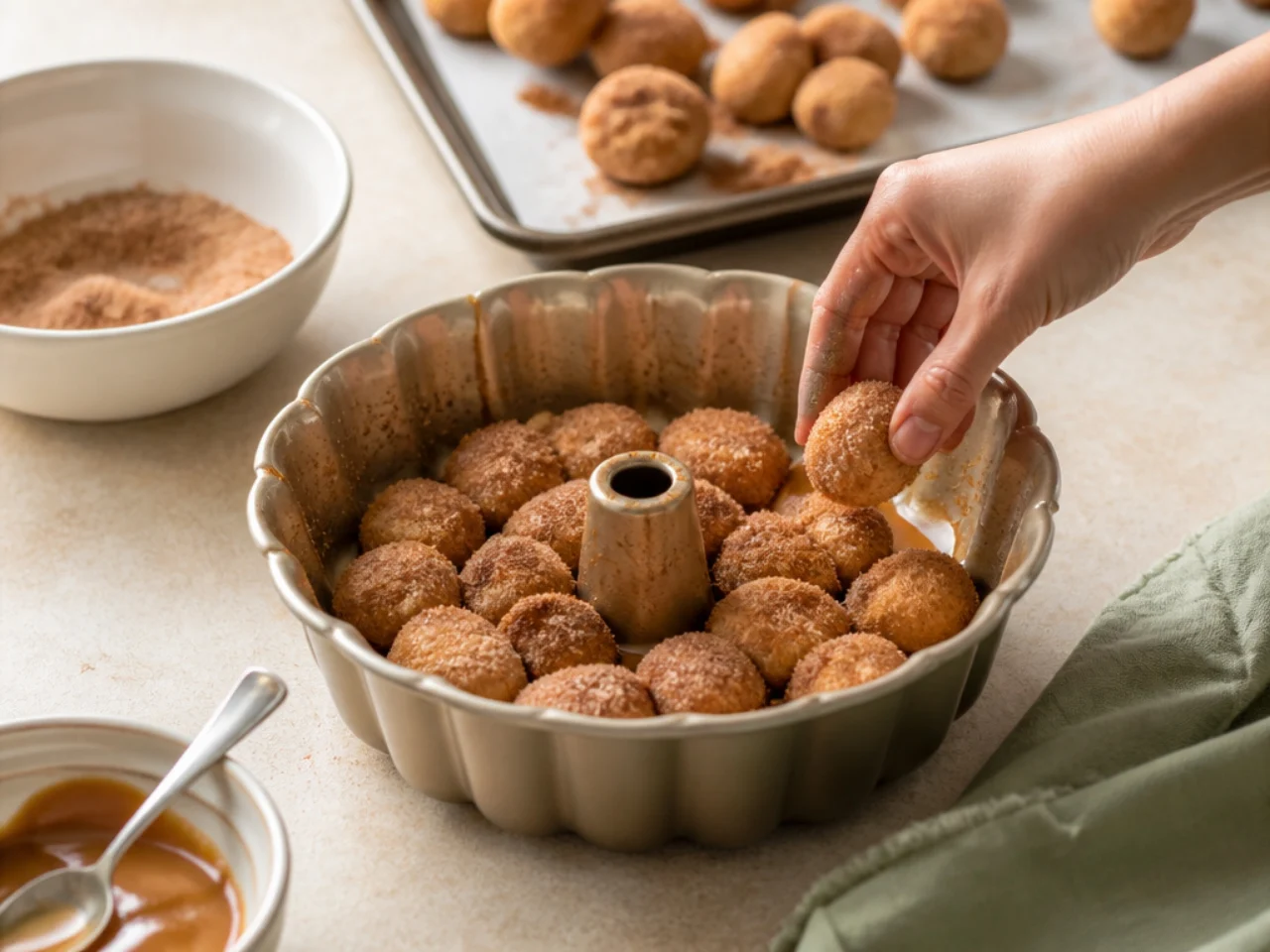 Step-by-step process shot for monkey bread