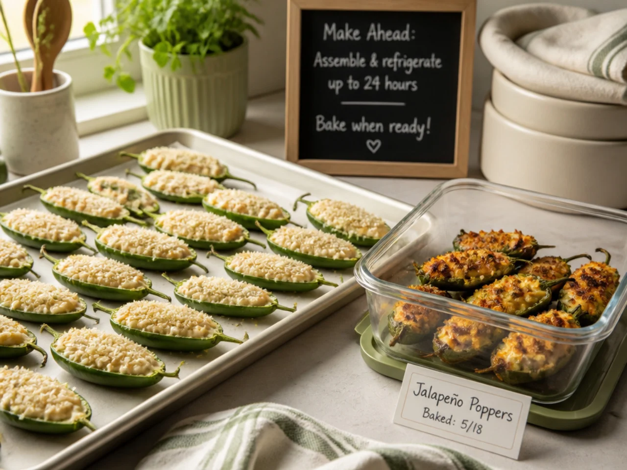 Make-ahead storage of jalapeno poppers in containers