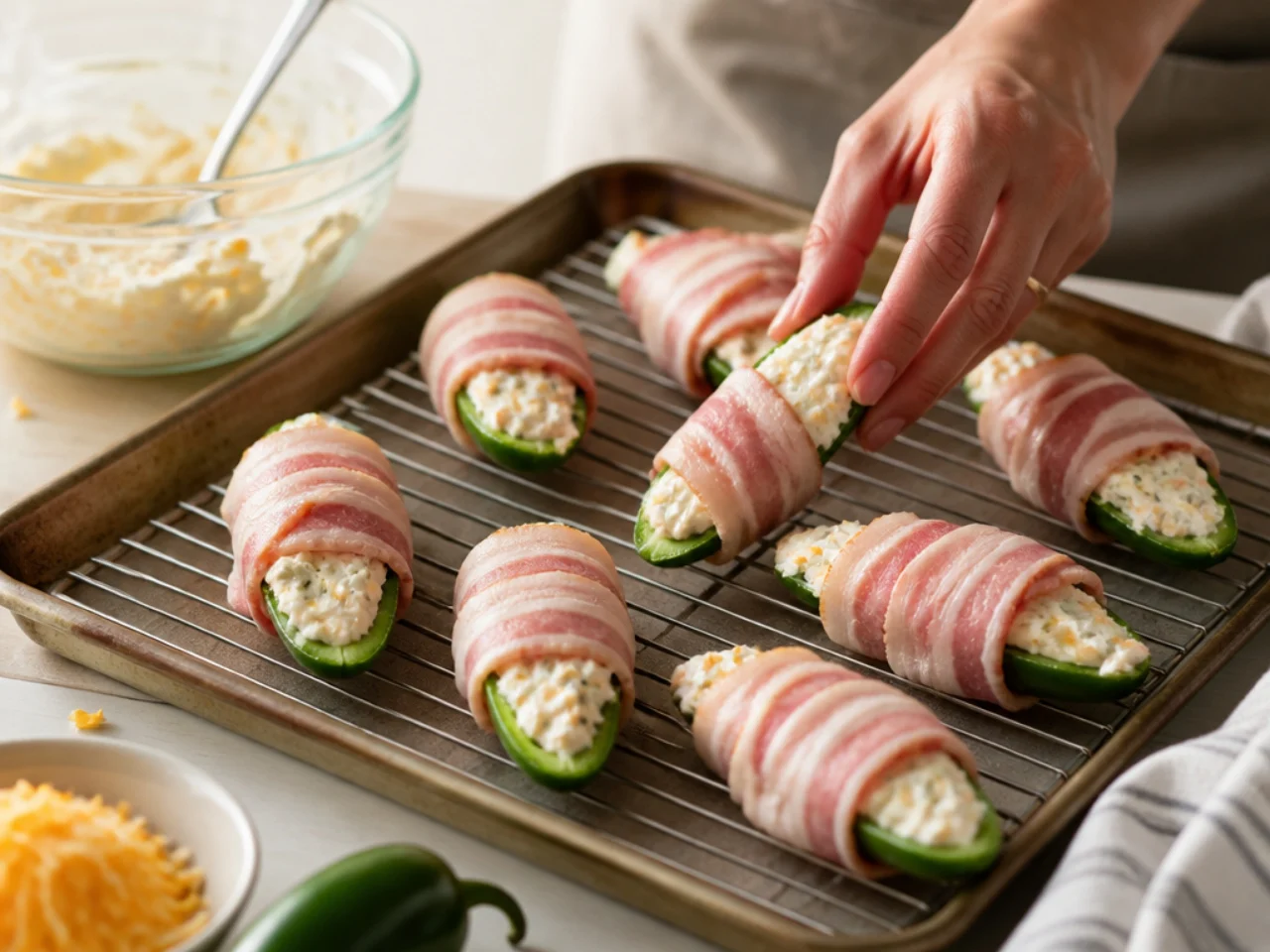 Step-by-step process shot for jalapeno poppers