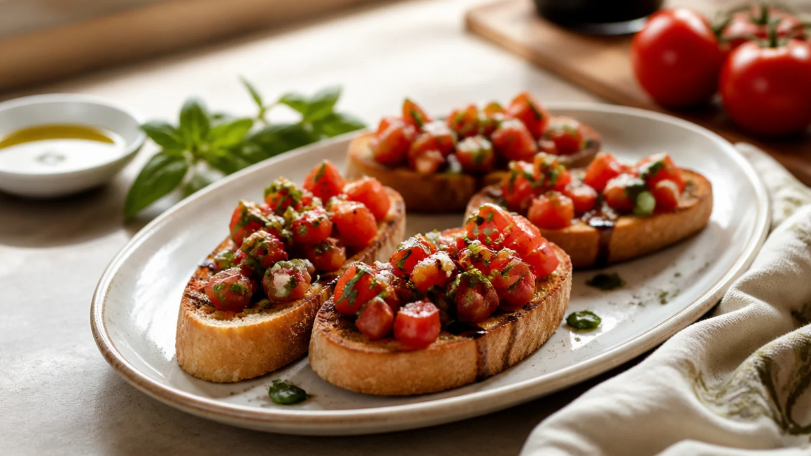 Easy Bruschetta Recipes for Quick Snacks — bruschetta plated and ready to serve
