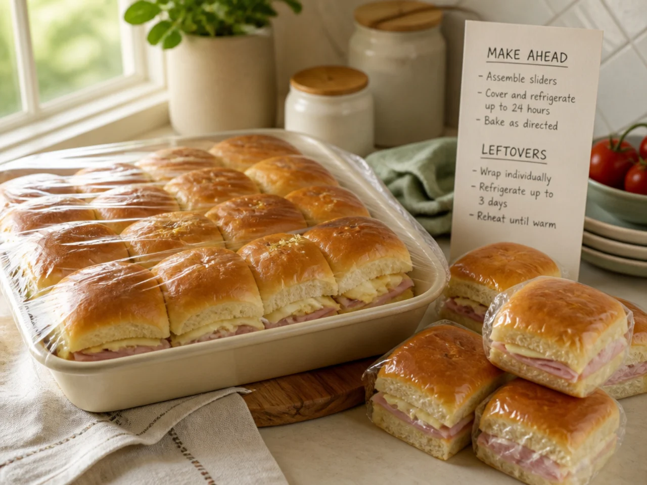 Make-ahead storage of Hawaiian roll sliders in containers
