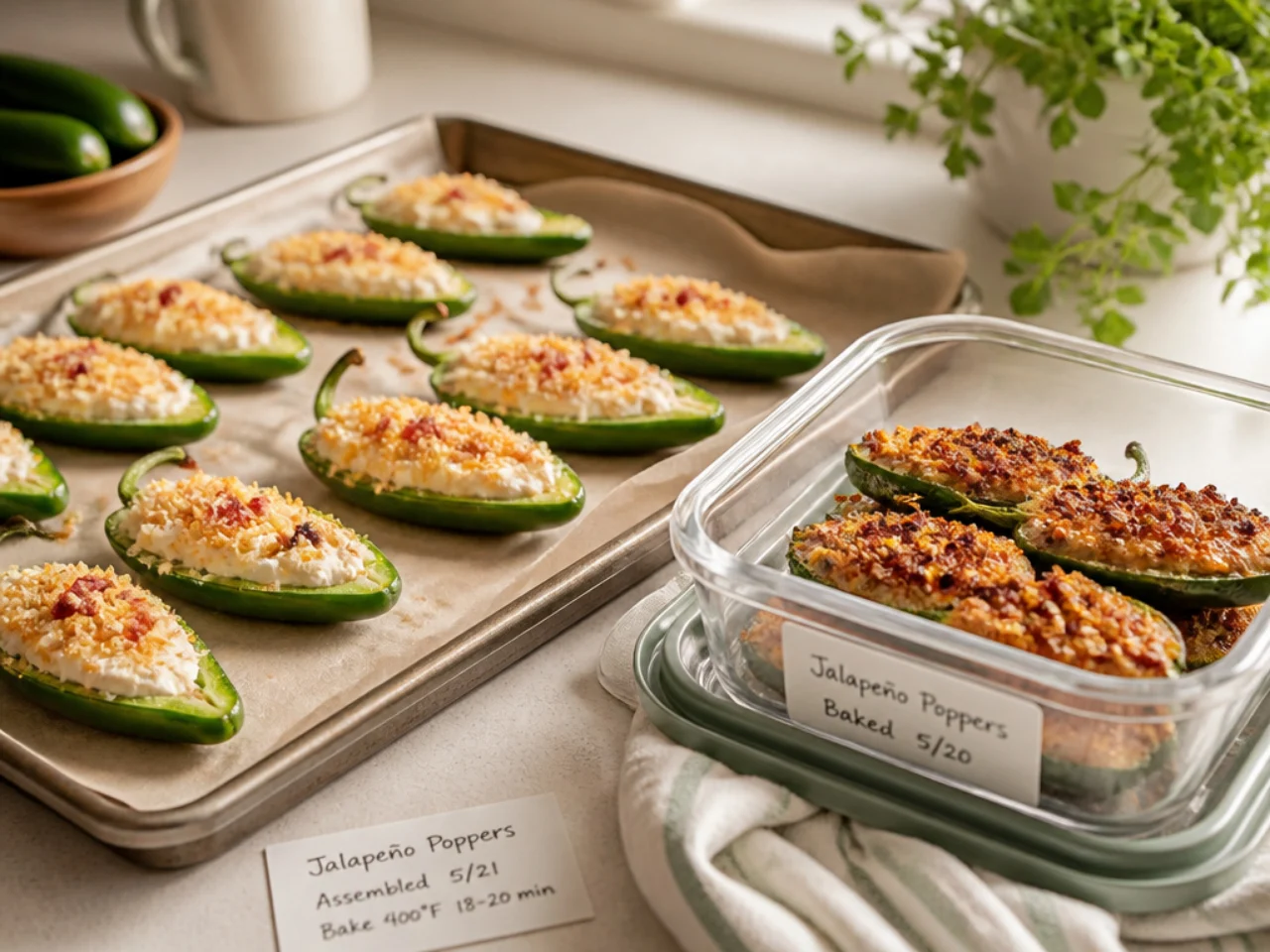 Make-ahead storage of jalapeno poppers in containers