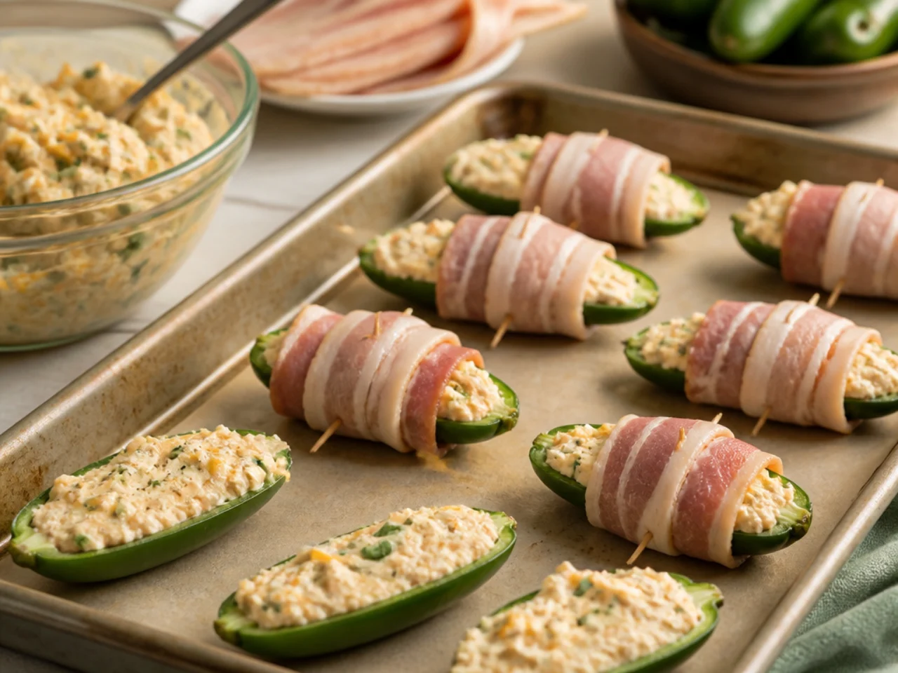 Step-by-step process shot for jalapeno poppers