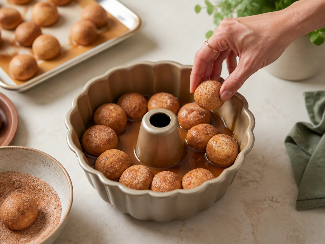 Step-by-step process shot for monkey bread
