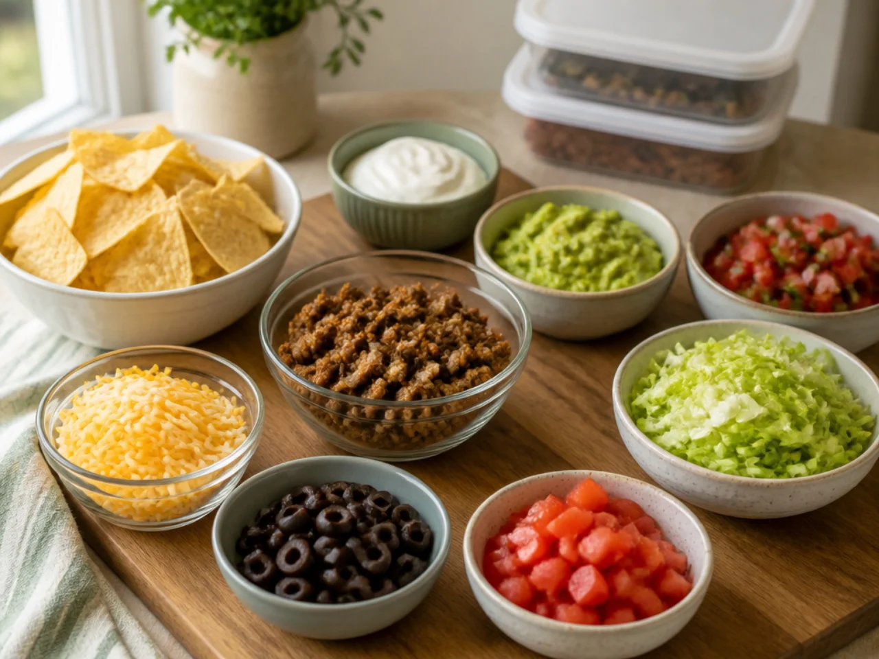 Make-ahead storage of nachos in containers