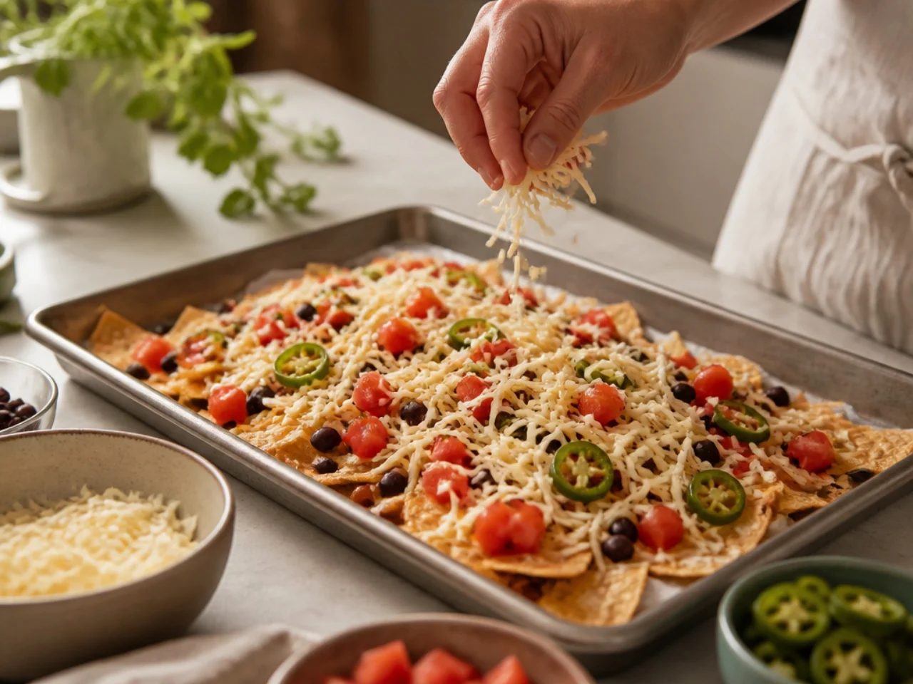 Step-by-step process shot for nachos