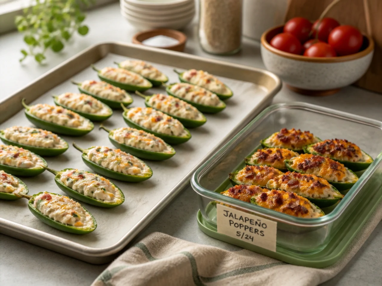 Make-ahead storage of jalapeno poppers in containers