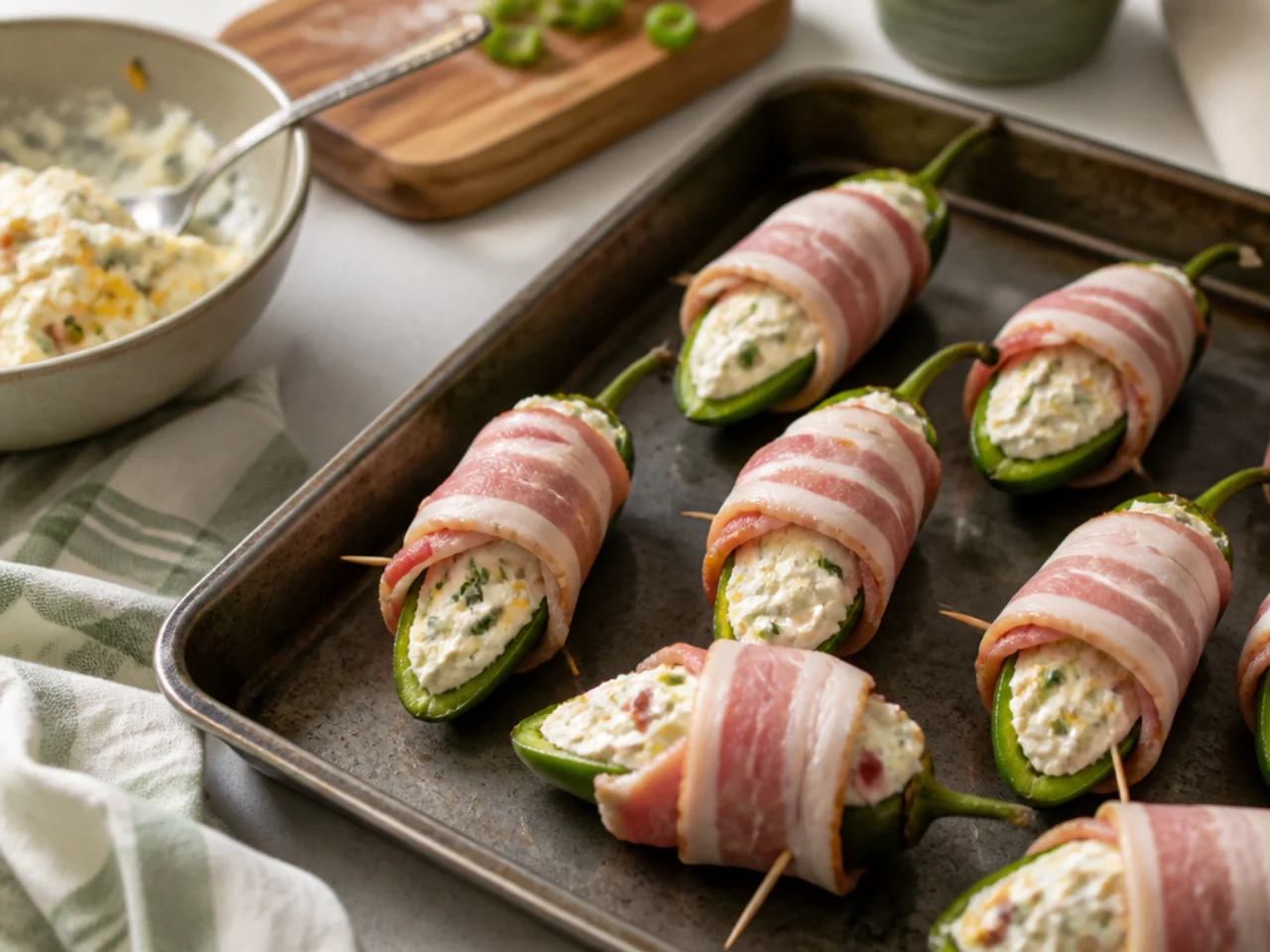 Step-by-step process shot for jalapeno poppers