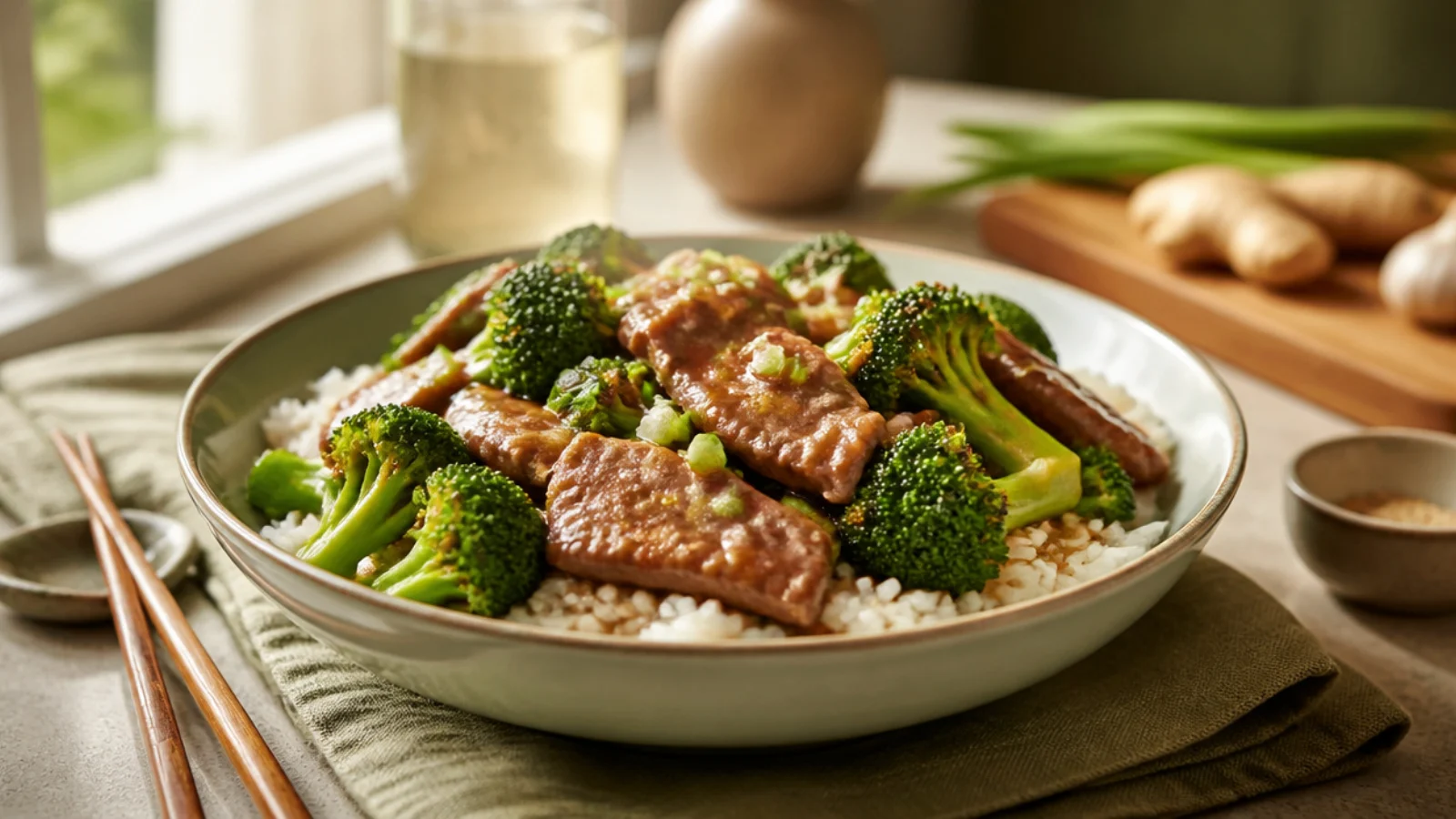 Budget Ground Beef and Broccoli Recipes — beef and broccoli plated and ready to serve