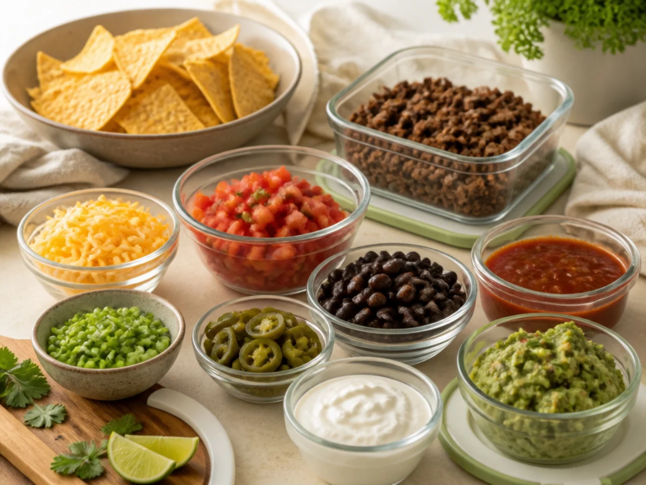 Make-ahead storage of nachos in containers