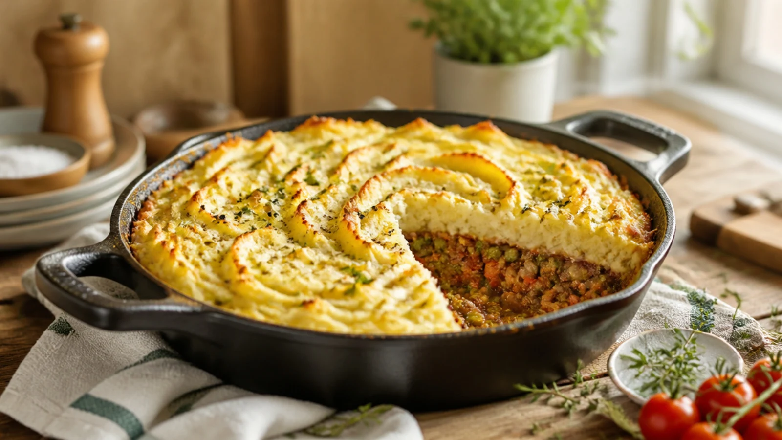 Easy Ground Beef Shepherds Pie Recipes — shepherd's pie plated and ready to serve