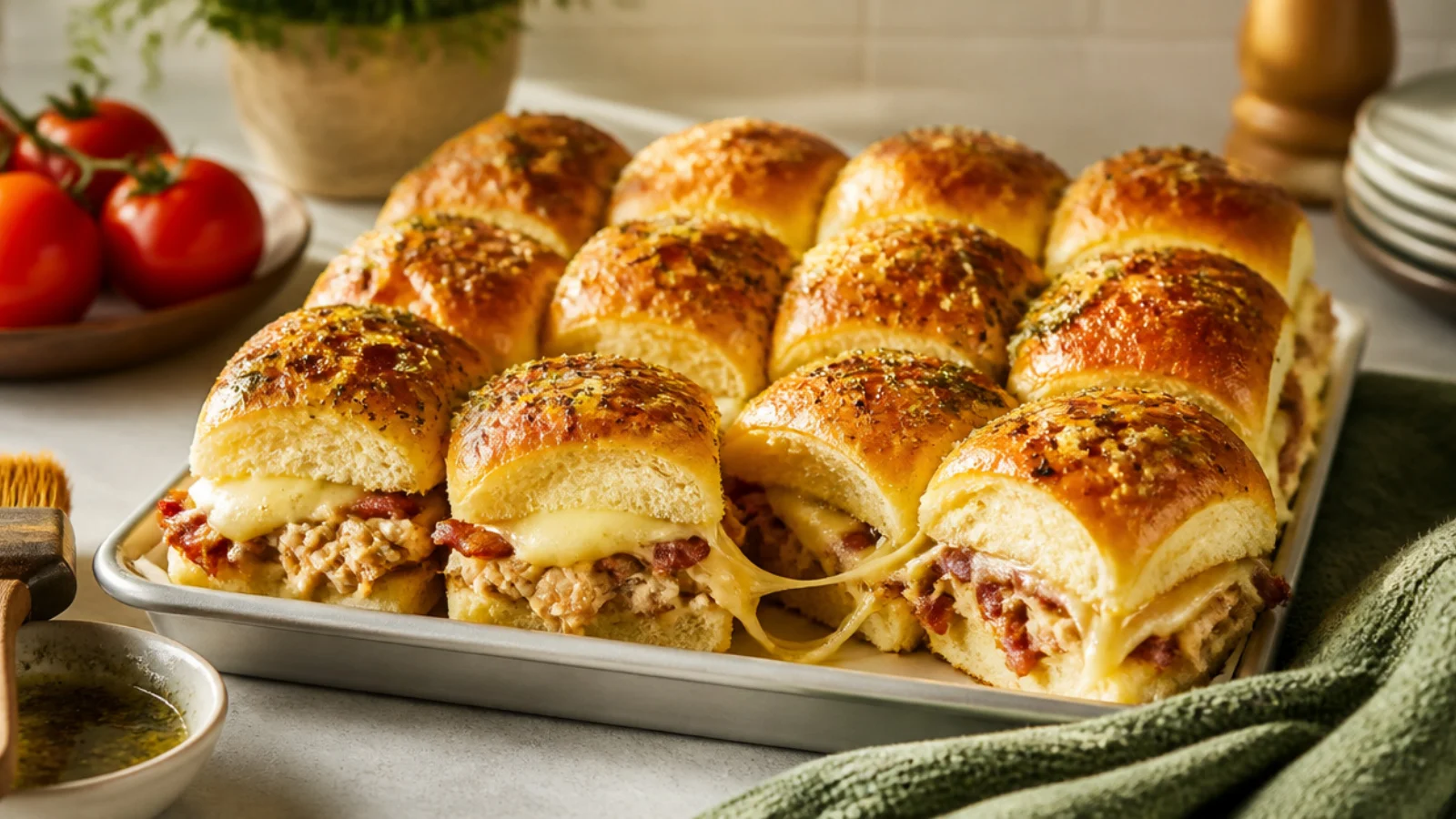 Ham Hawaiian Roll Sliders Everyone Grabs — Hawaiian roll sliders plated and ready to serve
