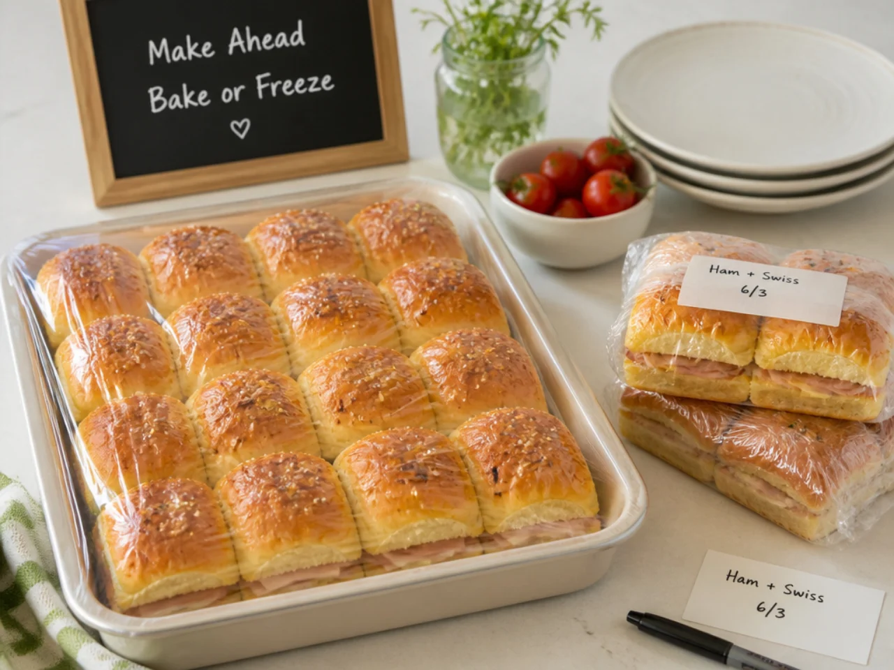 Make-ahead storage of Hawaiian roll sliders in containers