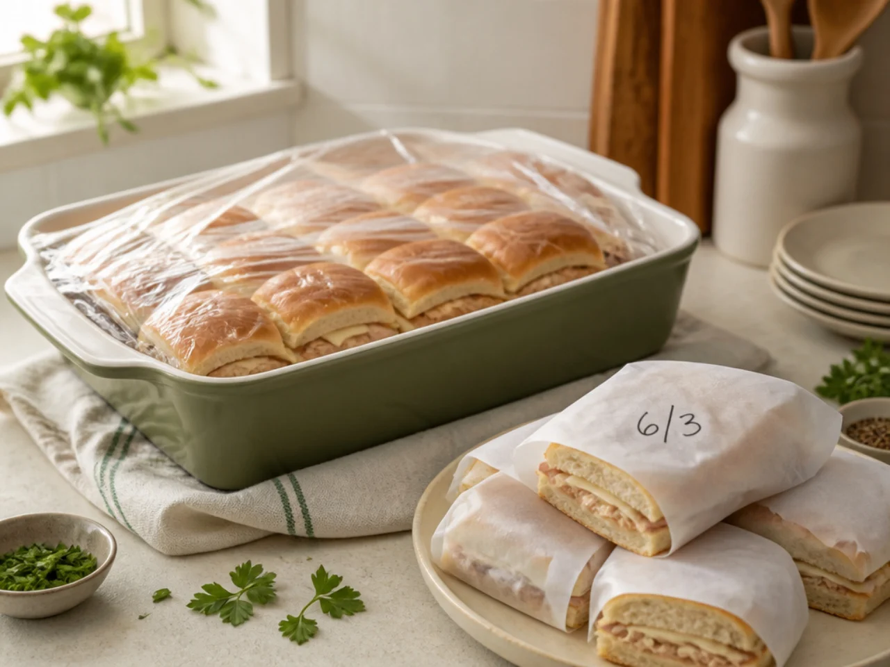 Make-ahead storage of Hawaiian roll sliders in containers