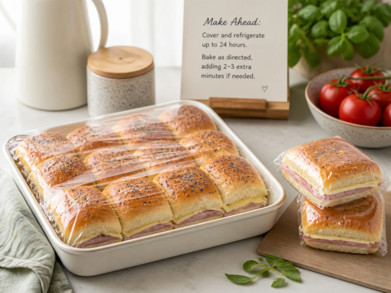 Make-ahead storage of Hawaiian roll sliders in containers