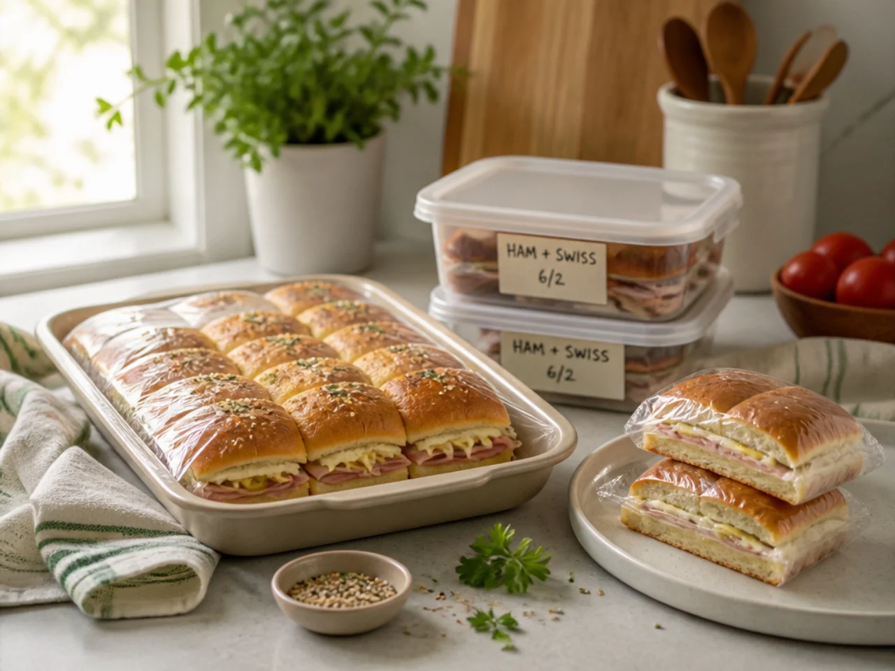 Make-ahead storage of Hawaiian roll sliders in containers