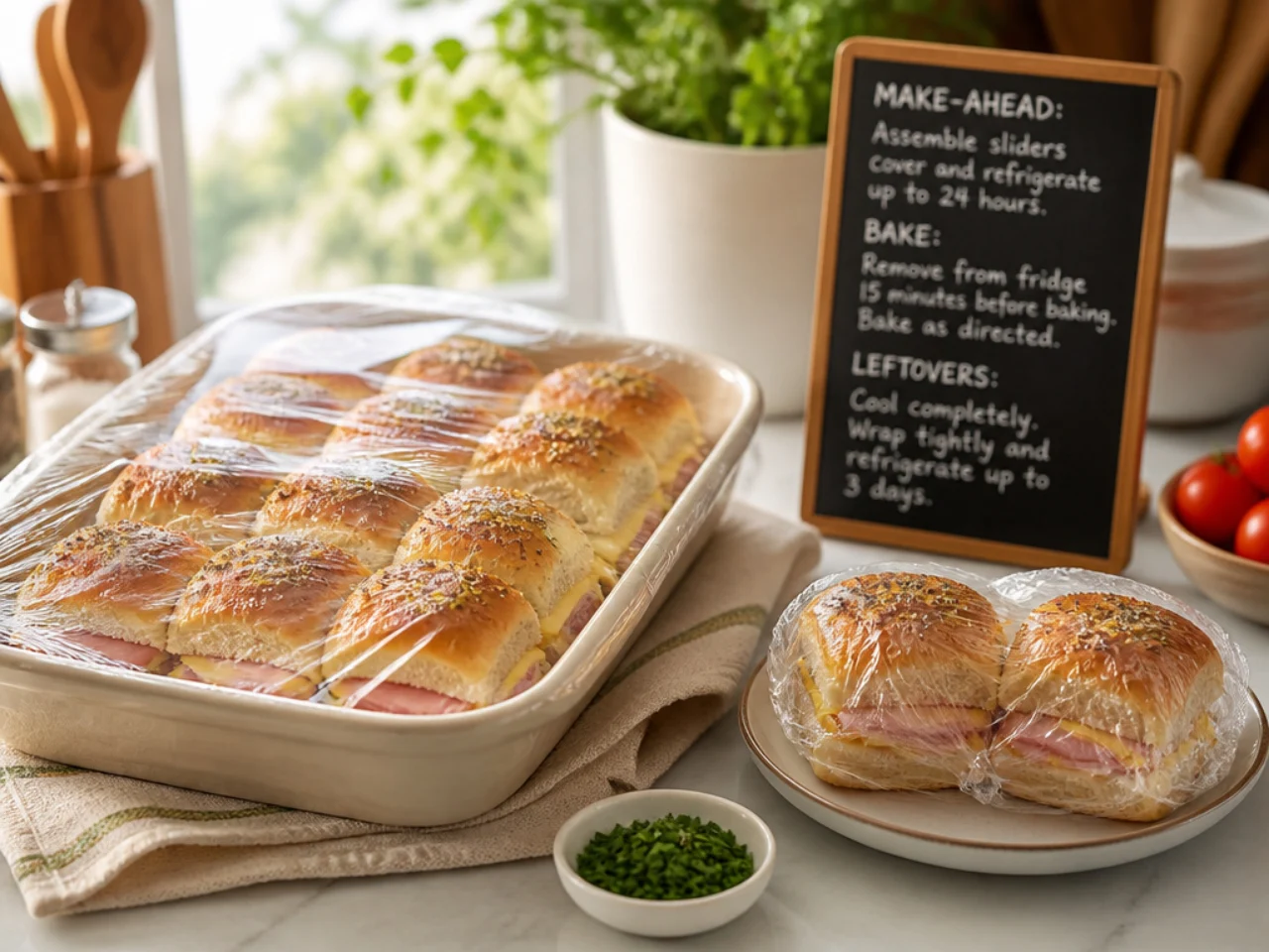 Make-ahead storage of Hawaiian roll sliders in containers