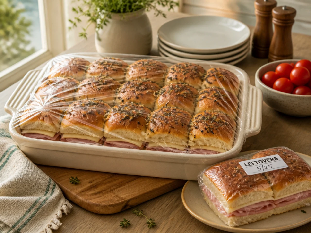 Make-ahead storage of Hawaiian roll sliders in containers
