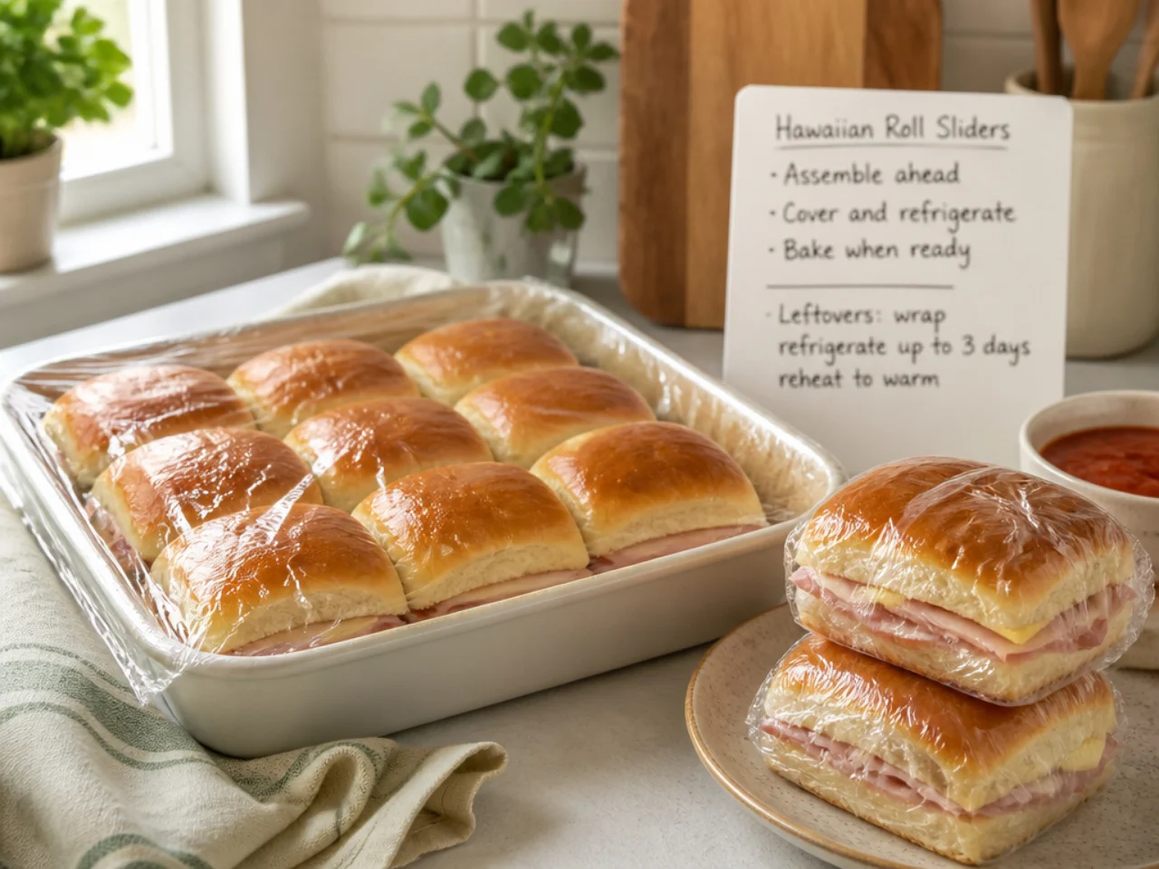 Make-ahead storage of Hawaiian roll sliders in containers